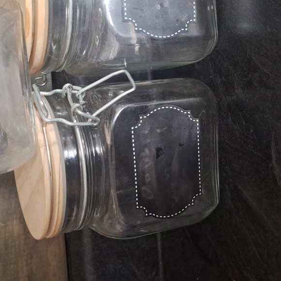 Glass Storage Jars with Wooden Lids - Set of 3 - Picture 2 of 8